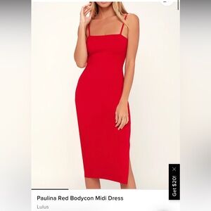 Lulus Paulina Red Bodycon Midi Dress - size M